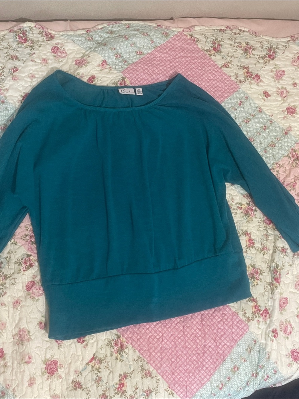 Kim Rogers Teal Boatneck Dolman Pullover